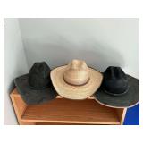 3 cowboy hats, Stetson, MHT Westerns, Atwood