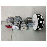 Black, white and glitter wired decorative ribbon