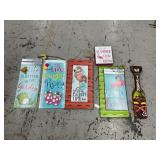 Assortment of metal and wood signs, Tiki, Beach, etc.