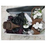 Tote of black and burgundy florals, baskets, ribbon