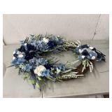 Blue and white floral wreath