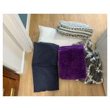 Afghan, fleece blankets, pillow, etc.