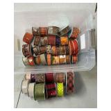 Tote with fall and Halloween wired decorative ribbon