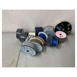 Black, white, gold and blue wired ribbon