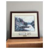 Framed and matted print by Thomas Kincade with COA