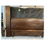 Queen size bed frame with head board, foot board, side rails