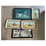 Alexander Pope framed artwork of dog and pheasant, 23" x 18"