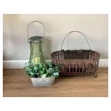 Glass lantern candle holder 17" T