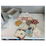 Vintage crocheted dollies, hankies, etc.