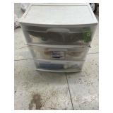 3-drawer storage container with assorted Christmas decorations