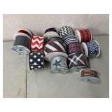 Red, white, blue and black wired decorative ribbon