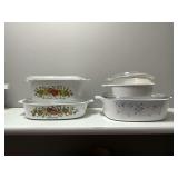 Corning Ware casserole dishes,