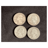4 Washington 90% silver quarters