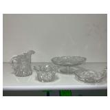 Cut glass, creamer, sugar