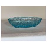 Blue glass bowl, 9' L.
