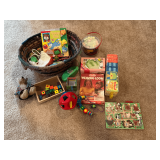 Woven cloth basket of children's toys