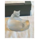 Lalique crystal cat, 'Happy-dozing'