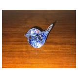 Artist signed and dated art glass bird