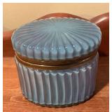 Murano ribbed glass box with lid