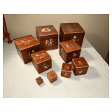 Vintage wooden dovetail stacking box set