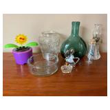 Mabel's House advertising ash tray, perfume bottle, mini oil lamp
