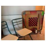Child's card table and chairs with game board
