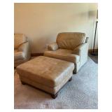 La-Z-Boy oversize arm chair and non-matching oversize footstool