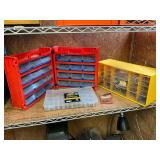 3 plastic parts organizers with contents