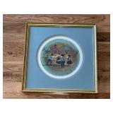 Framed Amish children print, 15 1/2' x 15 1/2'