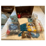 Assortment of yarn and partial projects