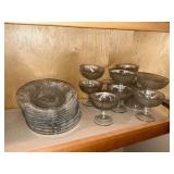 Indiana Glass Tiara pattern sandwich snack plates with champagne glasses