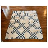 Irish chain patchwork quilt, hand stitched, 71' x 86'