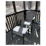 Patio chair with adjustable back and matching ottoman