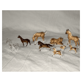 Assortment of ceramic & glass horses