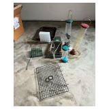 Assortment of bird and suet feeders