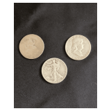 3 silver half dollars