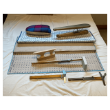 Pressing tools, hem measuring sticks