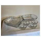 Ovenproof dish, custard cups, bread dish.