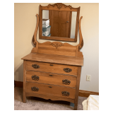 3-drawer antique dresser, water marks, 38' W x 19' D x 65' T.