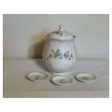 Lamberton Maddocks Works biscuit jar and 3 plates