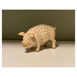 Herend Hvngary yellow pig figurine with gold accents, hand painted, No. 139