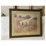 Framed English Setter print with signature