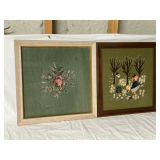 4 Framed embroidered artwork pieces