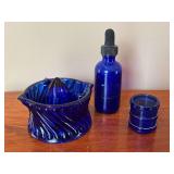 Cobalt blue glass pieces