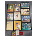 Multiple framed baseball pictures/puzzles/memorabilia