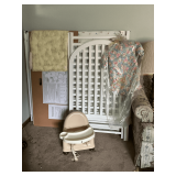 Luv crib, mattress, booster seat, baby sleep sack, etc.