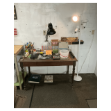 Vintage library table and contents