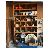 Wooden cubbies with contents