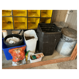 Galvanized trash cans, bird seed, etc.
