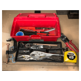 Locking pliers, c-clamps, Stanley 25' tape, screwdrivers, etc.
